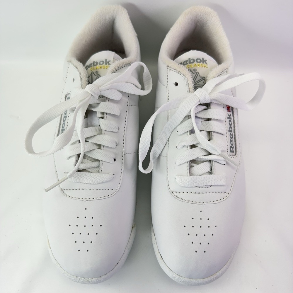 Reebok Princess White Leather Sneakers Womens 7.5 Classic Casual Shoes - Picture 5 of 12
